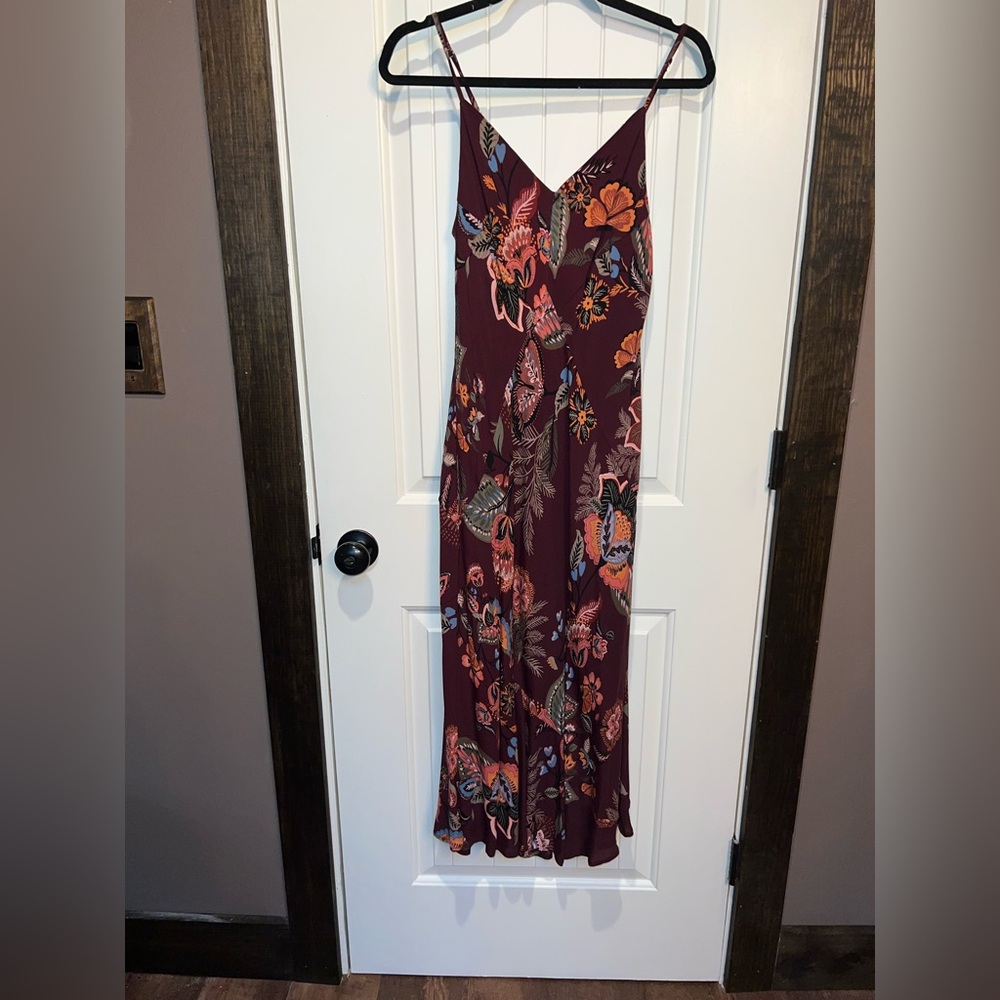 Maurices Burgundy and Blue Patterned Dress